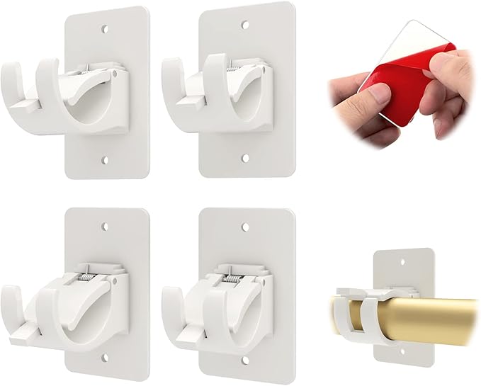 Nail-free Adjustable Rod Bracket Holders (Pack of 4)
